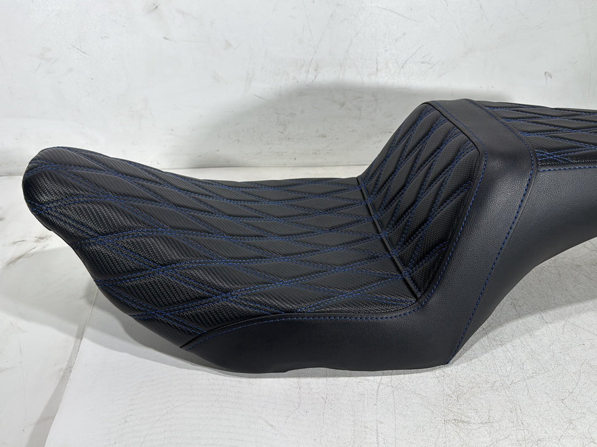 92 Harley Electra Touring Passenger Rider Driver Seat Saddle Two-Up Blue stitch