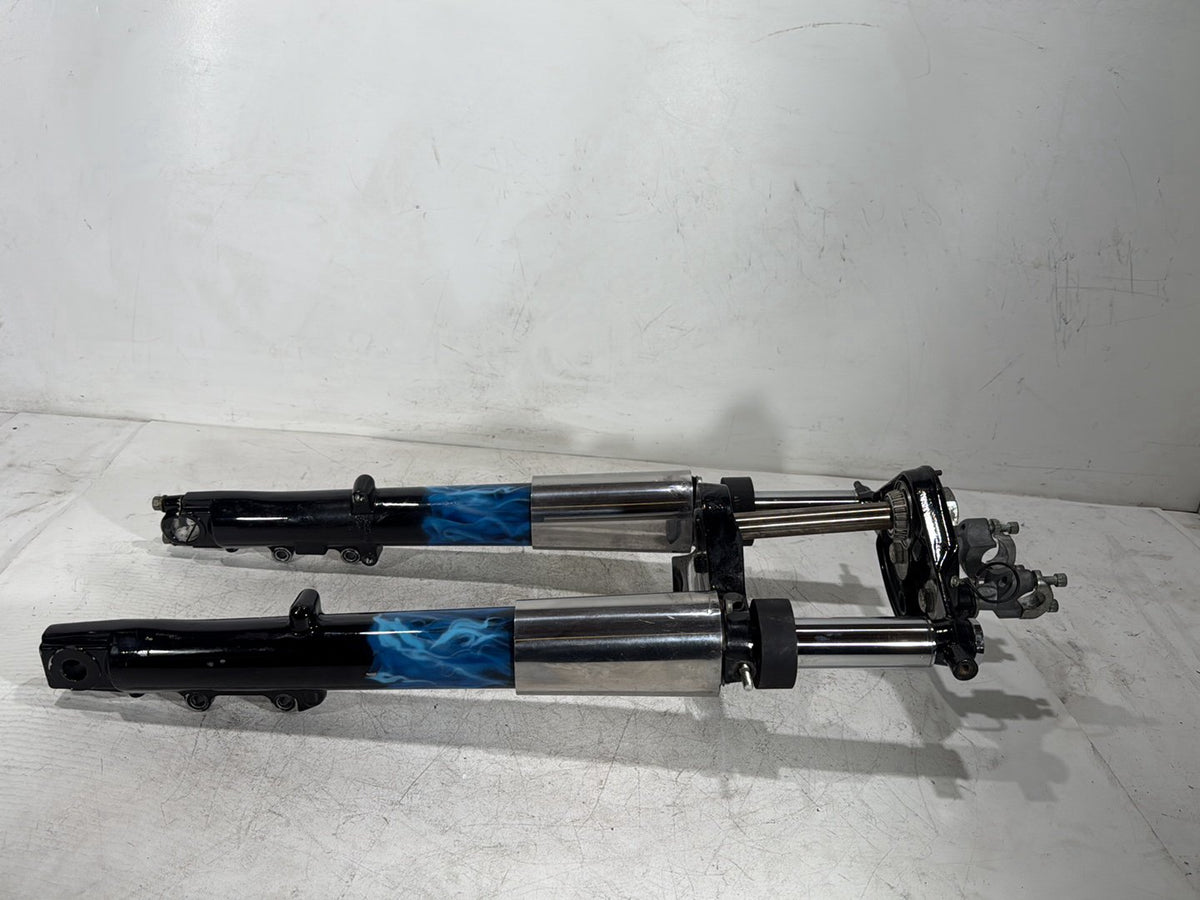 2005 Harley Road King Touring Police OEM Front Triple Tree Set & LH RH Fork Legs Sliders