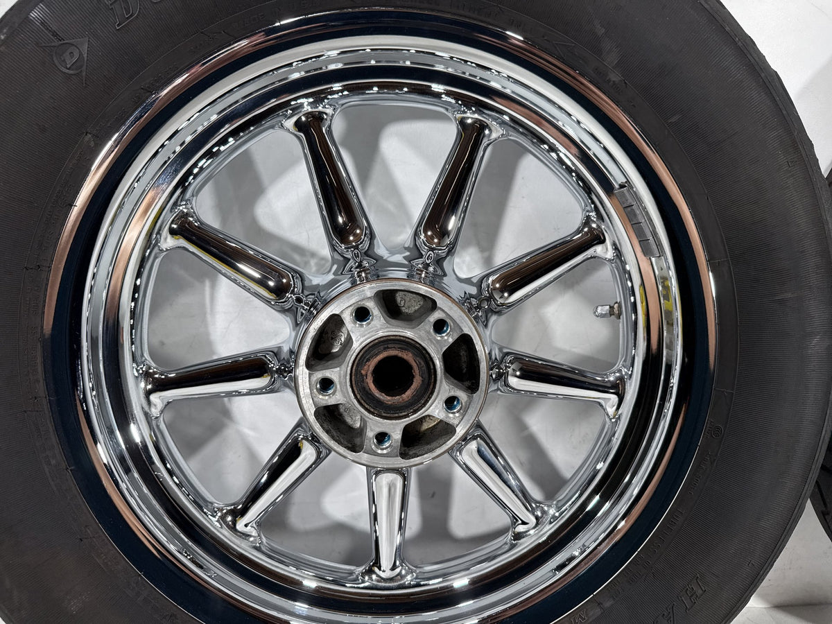 2007 Harley Electra Glide Touring CVO OEM Front & Rear Wheel Rim Tire 16" CHROME
