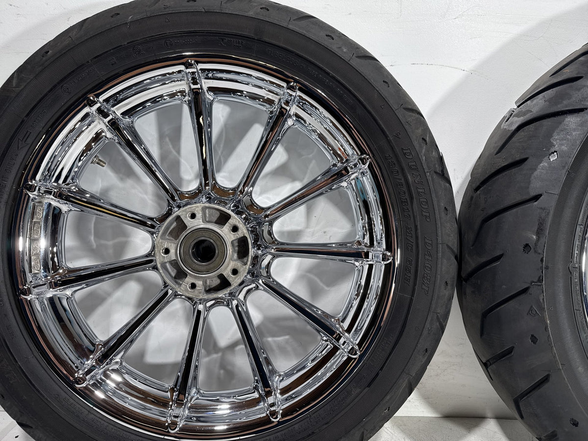 2009 Harley Electra Glide Touring CVO Eagle Front & Rear Wheel Rim Tire 16" 17"