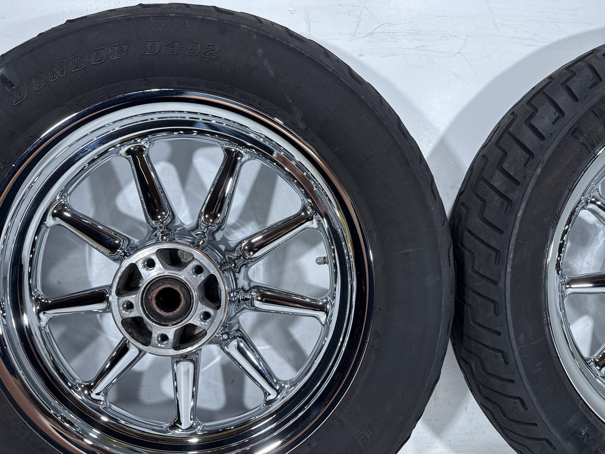 2007 Harley Electra Glide Touring CVO OEM Front & Rear Wheel Rim Tire 16" CHROME