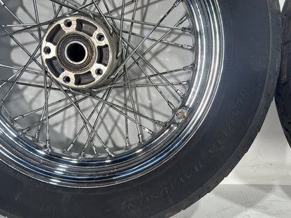 2013 Harley Heritage Softail Classic FLSTC OEM Front Rear Wheel Rim Tire Spoked