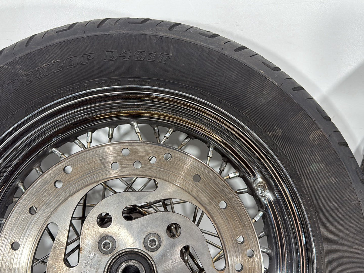 06 Harley Softail Heritage Classic Front Rear Wheel Rim Tire Spoked MT90B16 16"