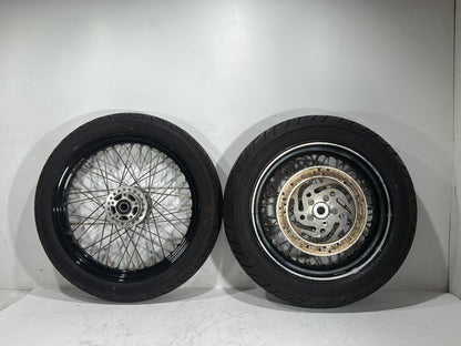2009 Harley Dyna Street Bob FXDB OEM Front Rear Wheel Rim Tire Spoked 17" 19"