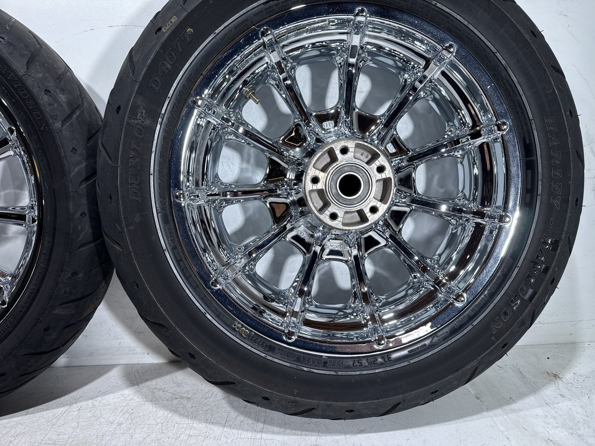2009 Harley Electra Glide Touring CVO Eagle Front & Rear Wheel Rim Tire 16" 17"