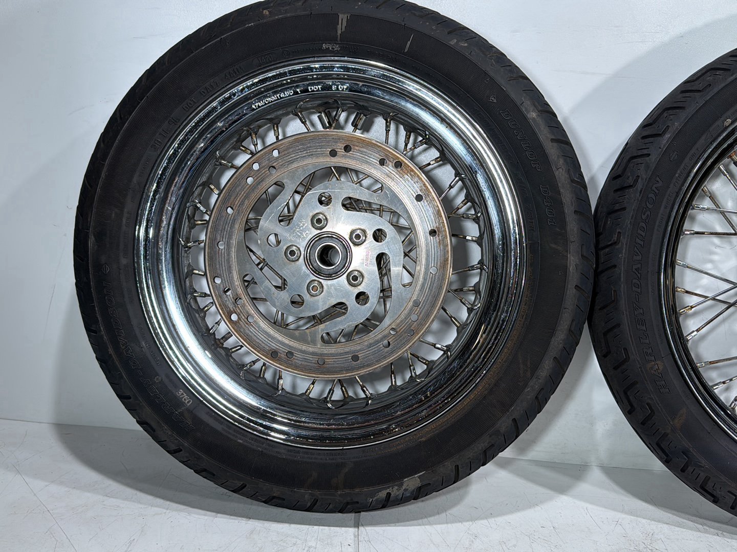 2007 Harley Dyna Street Bob FXDBI OEM Front Rear Wheel Rim Tire Spoked