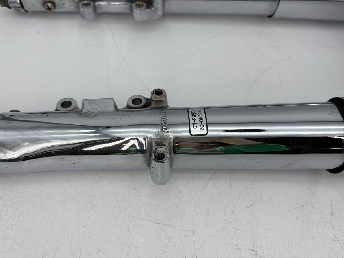 02 Harley Touring Screamin Road King Front Triple Tree Set LH RH Fork Leg Slider