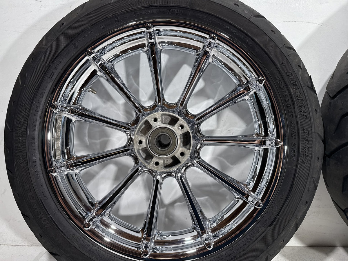 2009 Harley Electra Glide Touring CVO Eagle Front & Rear Wheel Rim Tire 16" 17"