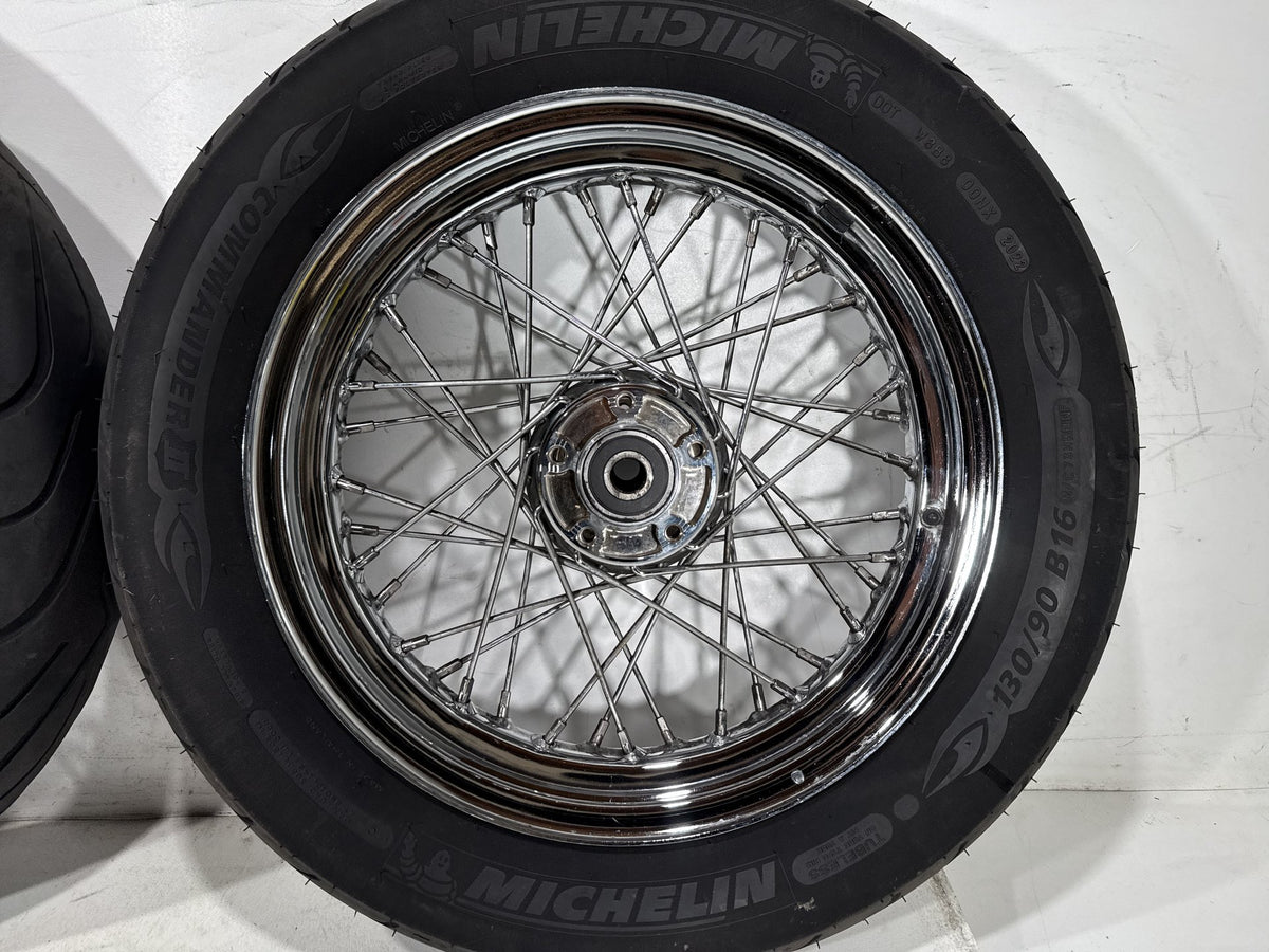 01 Harley Electra Glide Touring Classic OEM Front Rear Wheel Rim Tire Spoked 16"