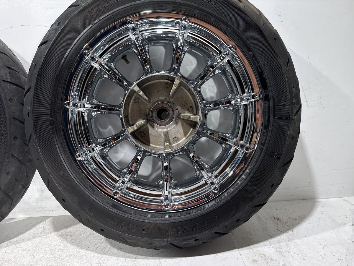 2009 Harley Electra Glide Touring CVO Eagle Front & Rear Wheel Rim Tire 16" 17"