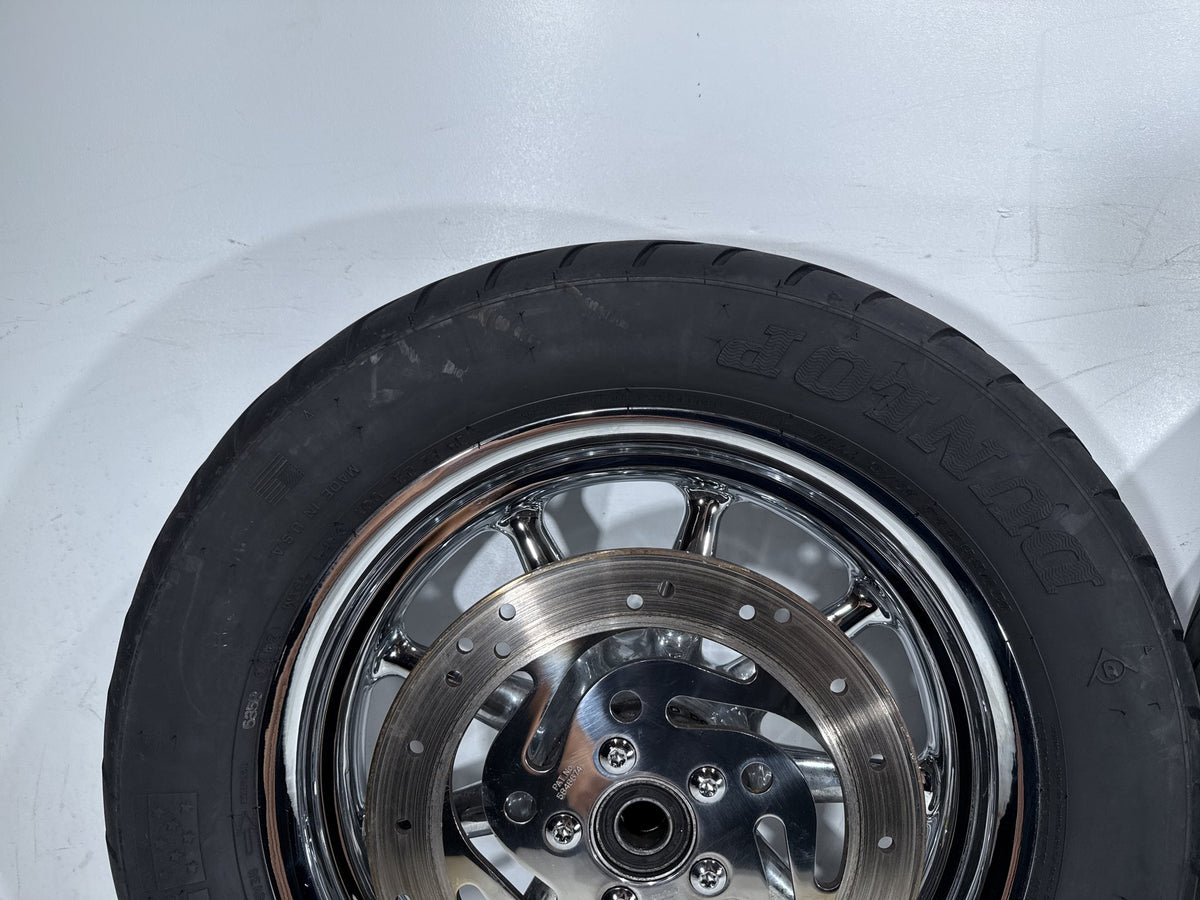2002 Harley Electra Glide Touring Classic Front & Rear Wheel Rim Tire 16" CHROME