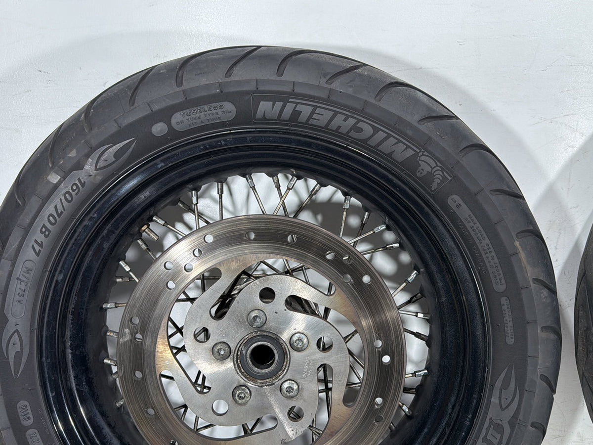 2009 Harley Dyna Street Bob FXDB OEM Front Rear Wheel Rim Tire Spoked