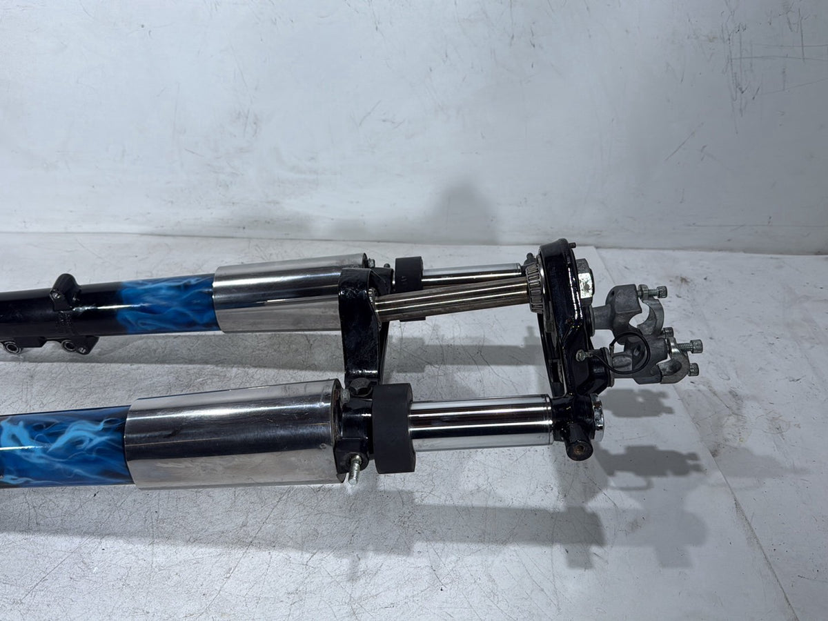 2005 Harley Road King Touring Police OEM Front Triple Tree Set & LH RH Fork Legs Sliders