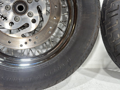 2002 Harley Heritage Softail Classic FLSTC OEM Front Rear Wheel Rim Tire Spoked