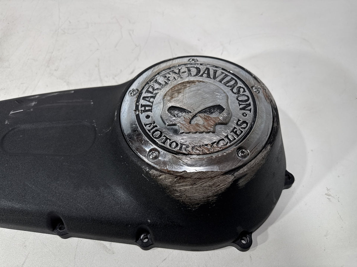 2016 Harley Dyna Fat Bob OEM Outer Primary Clutch Cover Willie G Skull SCRATCHED