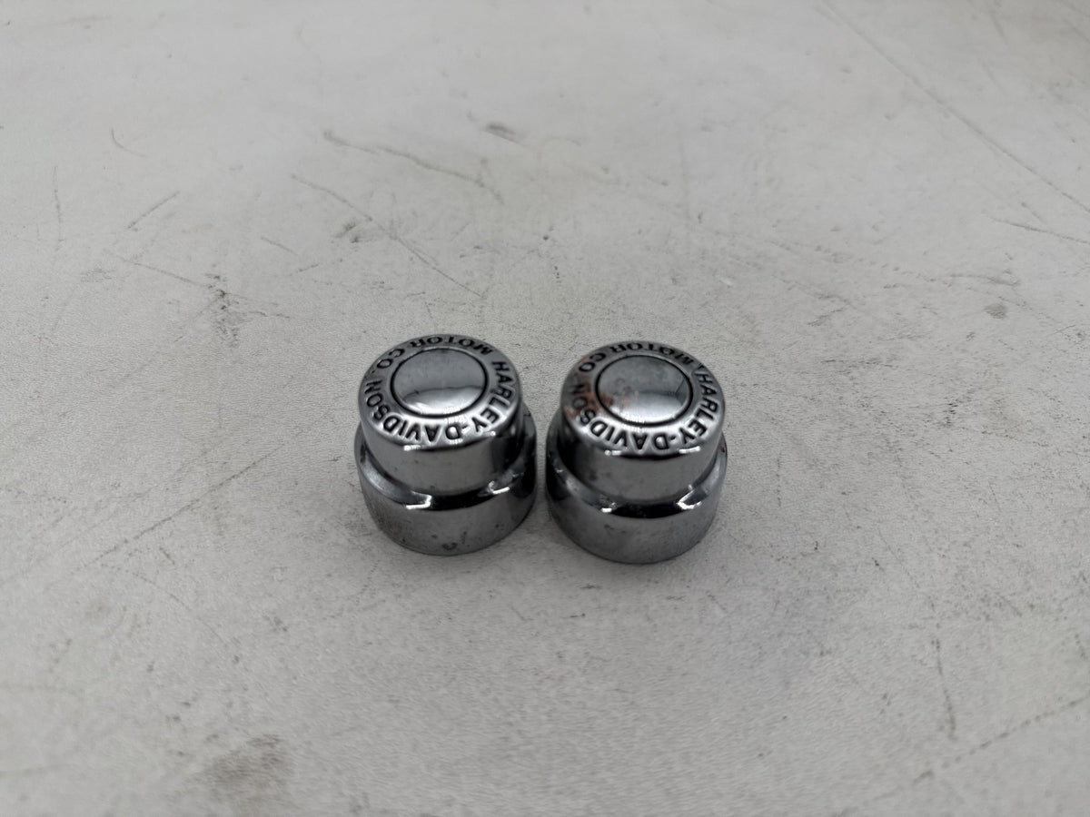 97 Harley Road King Touring FLHR OEM Front Wheel Axle Nut Covers Caps SCRATCHED