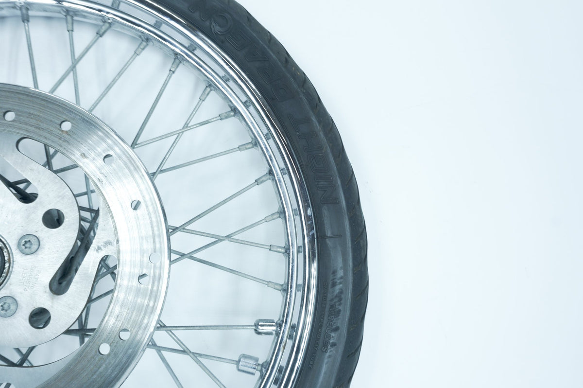 01 Harley Softail FXSTB Night Train OEM Front Wheel Rim Tire Spoked MH90-21 21"