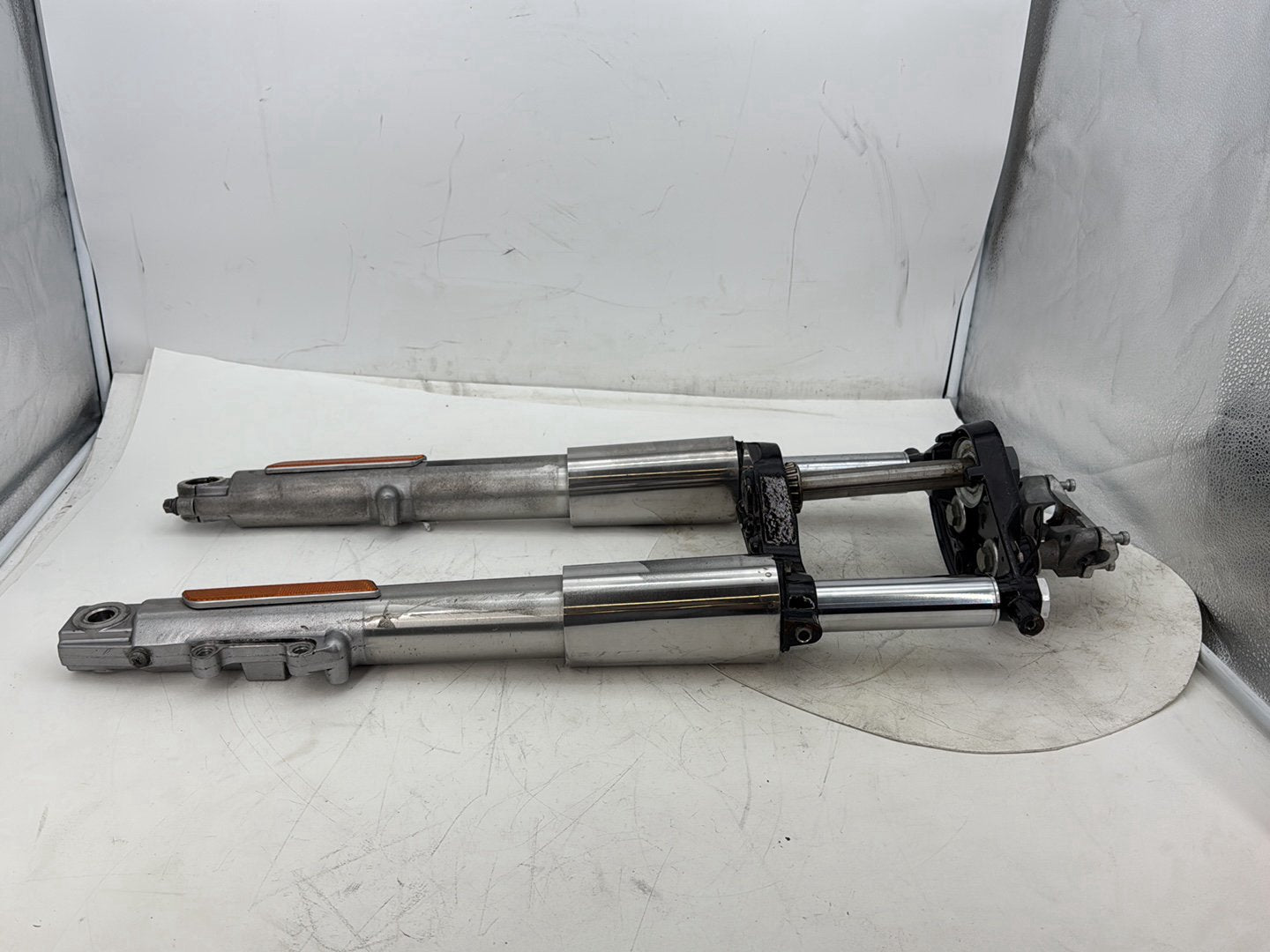 11 Harley Electra Glide OEM Front Triple Tree Set &amp; LH RH Fork Legs Sliders