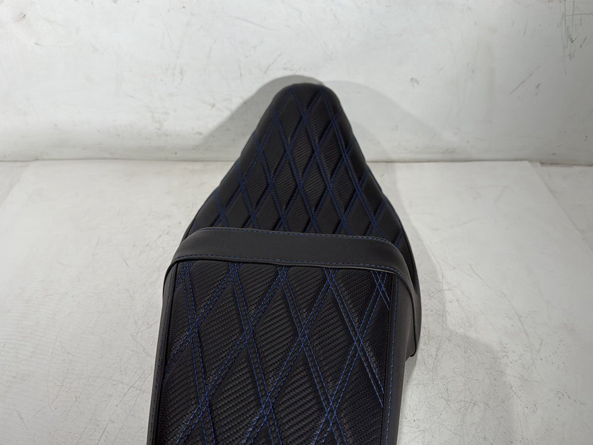 92 Harley Electra Touring Passenger Rider Driver Seat Saddle Two-Up Blue stitch