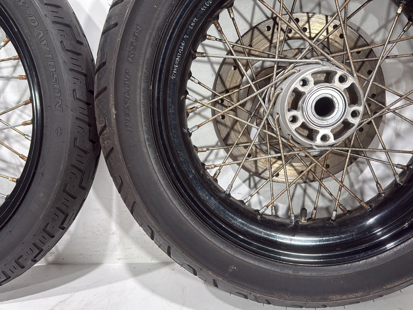 2009 Harley Dyna Street Bob FXDB OEM Front Rear Wheel Rim Tire Spoked 17" 19"