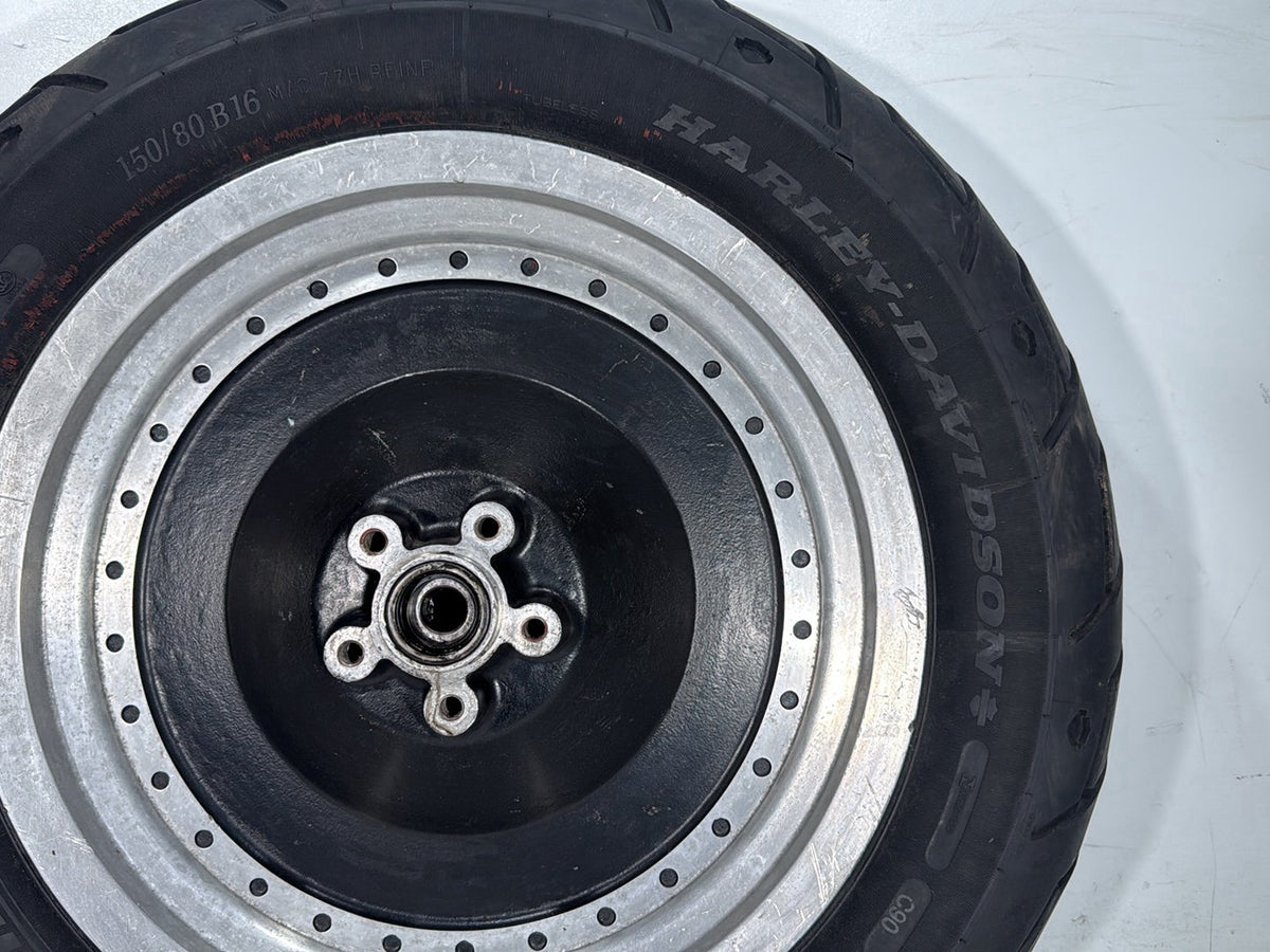 2000 Harley Dyna FXDWG Wide Glide OEM Rear Wheel Rim Tire 150/80B16 77H, 16"