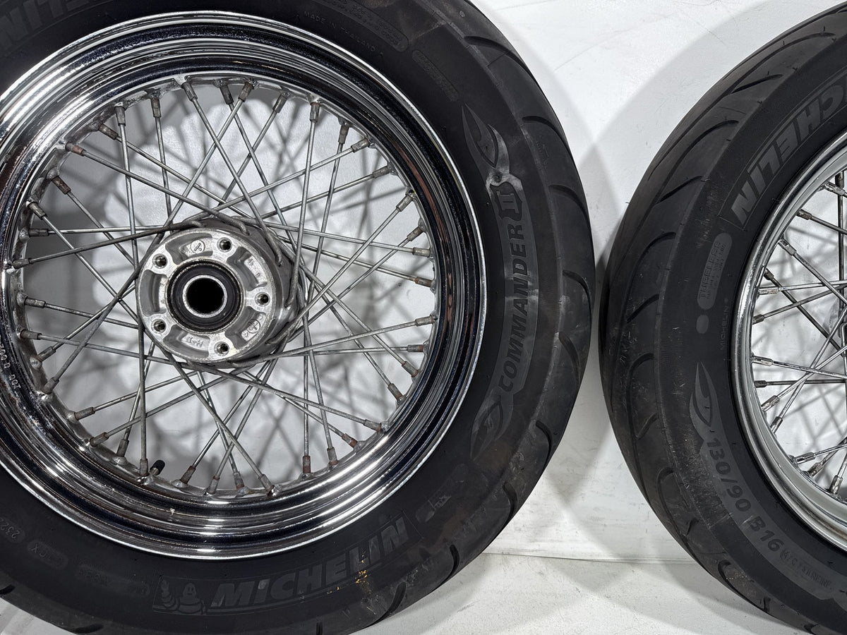 01 Harley Electra Glide Touring Classic OEM Front Rear Wheel Rim Tire Spoked 16"