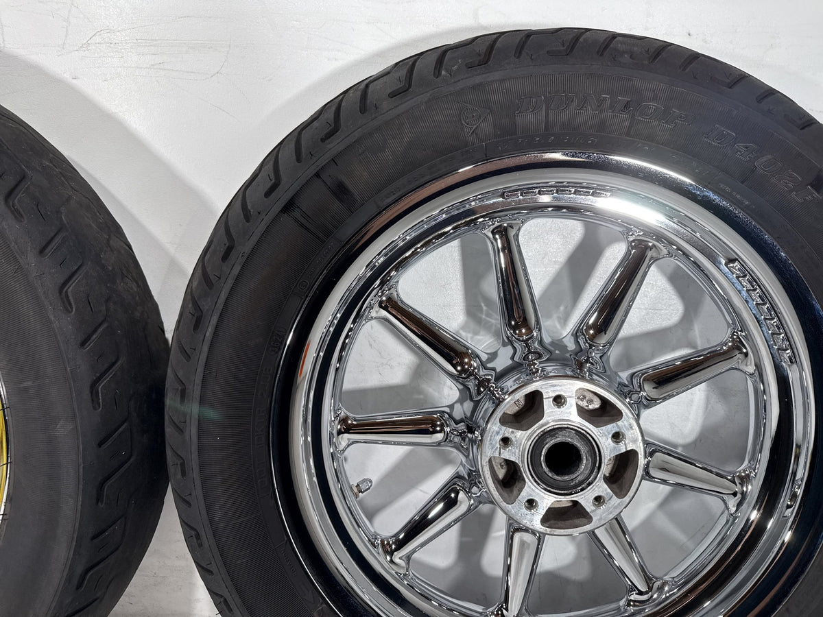 2007 Harley Electra Glide Touring CVO OEM Front & Rear Wheel Rim Tire 16" CHROME