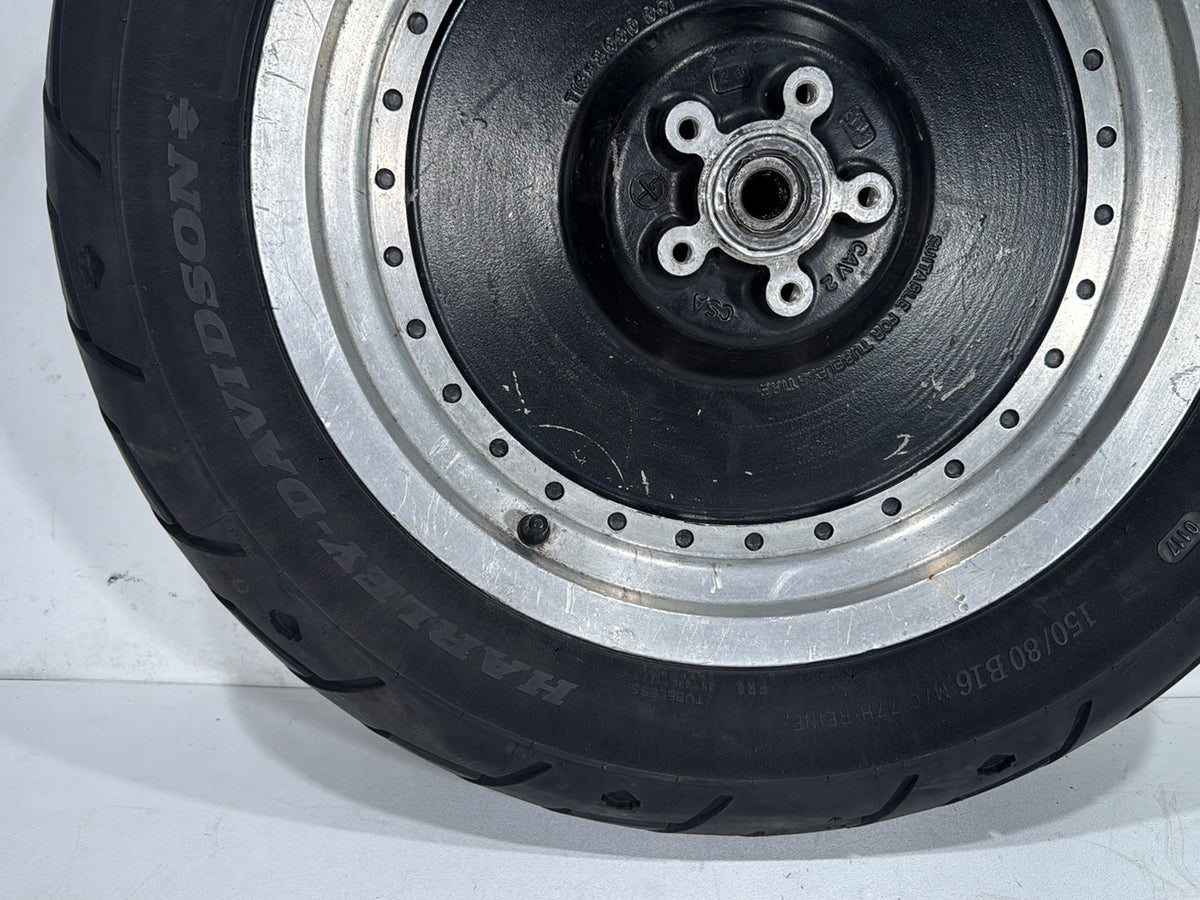2000 Harley Dyna FXDWG Wide Glide OEM Rear Wheel Rim Tire 150/80B16 77H, 16"