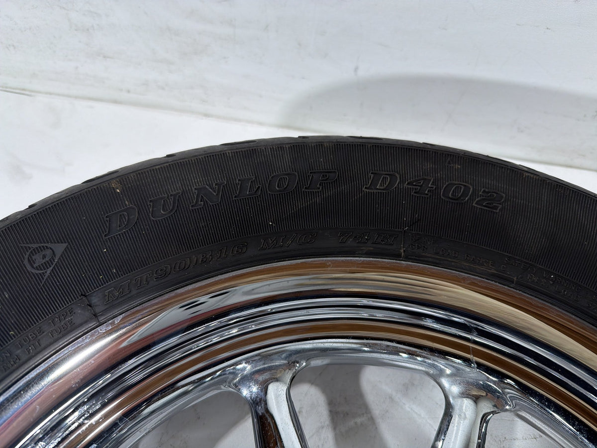 04 Harley Electra Glide Touring Ultra OEM Rear Wheel Rim Tire MT90B16 16" CHROME