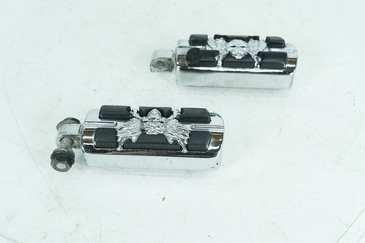 2001 Harley Softail FXSTDI Deuce Left & Right Step Foot Rest Pegs Pirate Skull