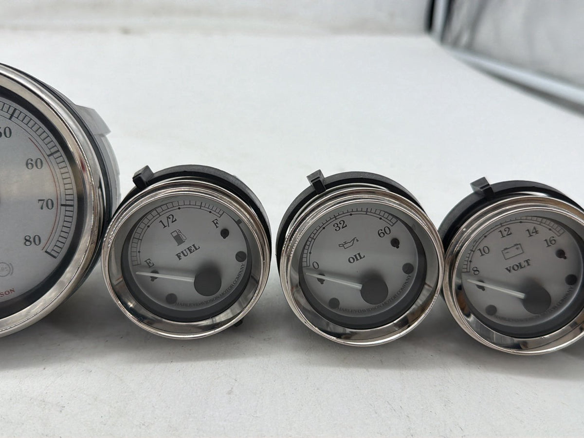 10 Harley Street Glide Touring Air Oil Volt Fuel Tacho Speedo Gauges Silver Face