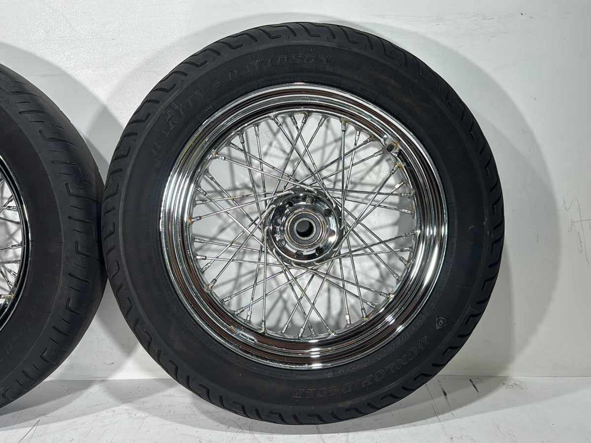 2013 Harley Heritage Softail Classic OEM Front Rear Wheel Rim Tire Spoked 16"