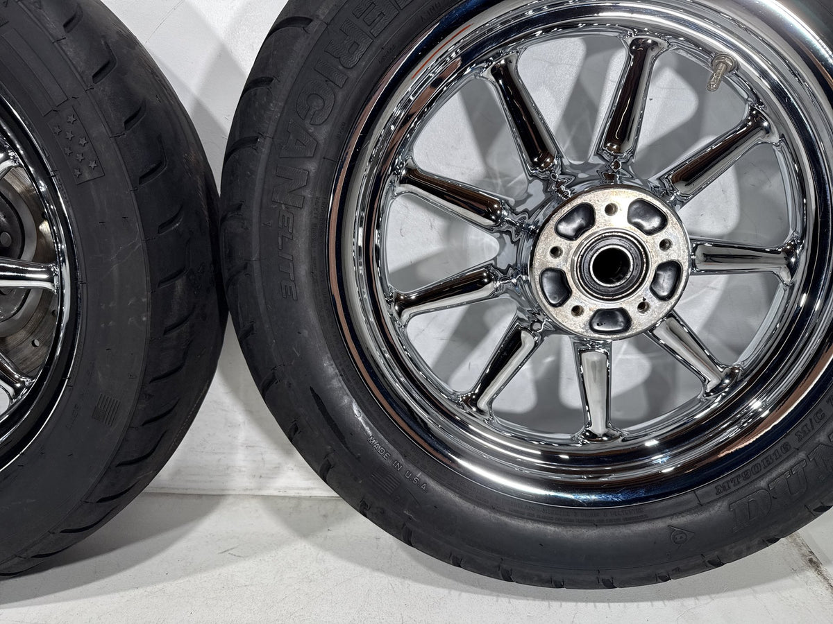 2002 Harley Electra Glide Touring Classic Front & Rear Wheel Rim Tire 16" CHROME