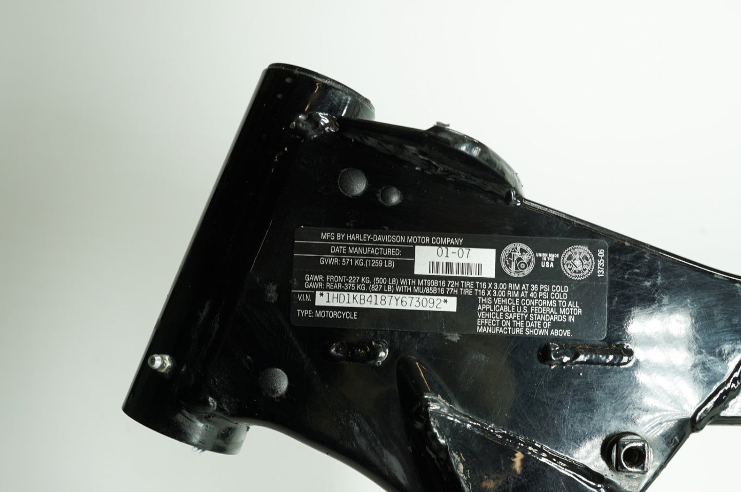 2007 - 2011 Harley-Davidson Touring Street Glide Body Main Frame Chassis SLVG 47900-07BHP