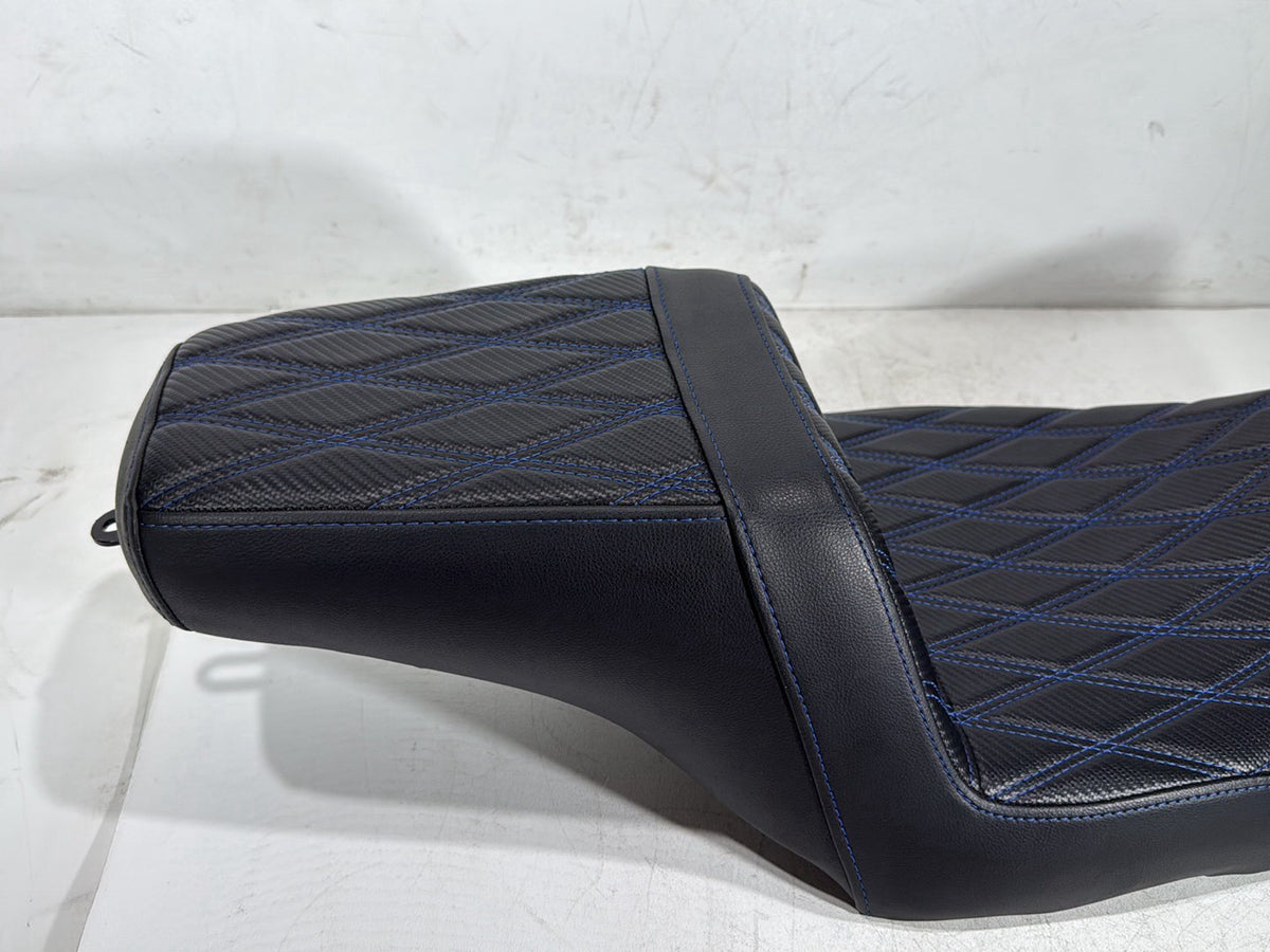 92 Harley Electra Touring Passenger Rider Driver Seat Saddle Two-Up Blue stitch