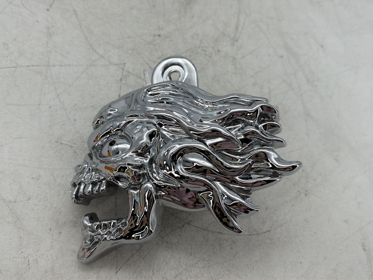 2005 Harley Road King Touring Police Horn Signal Klaxon w/ Chrome Cover SKULL