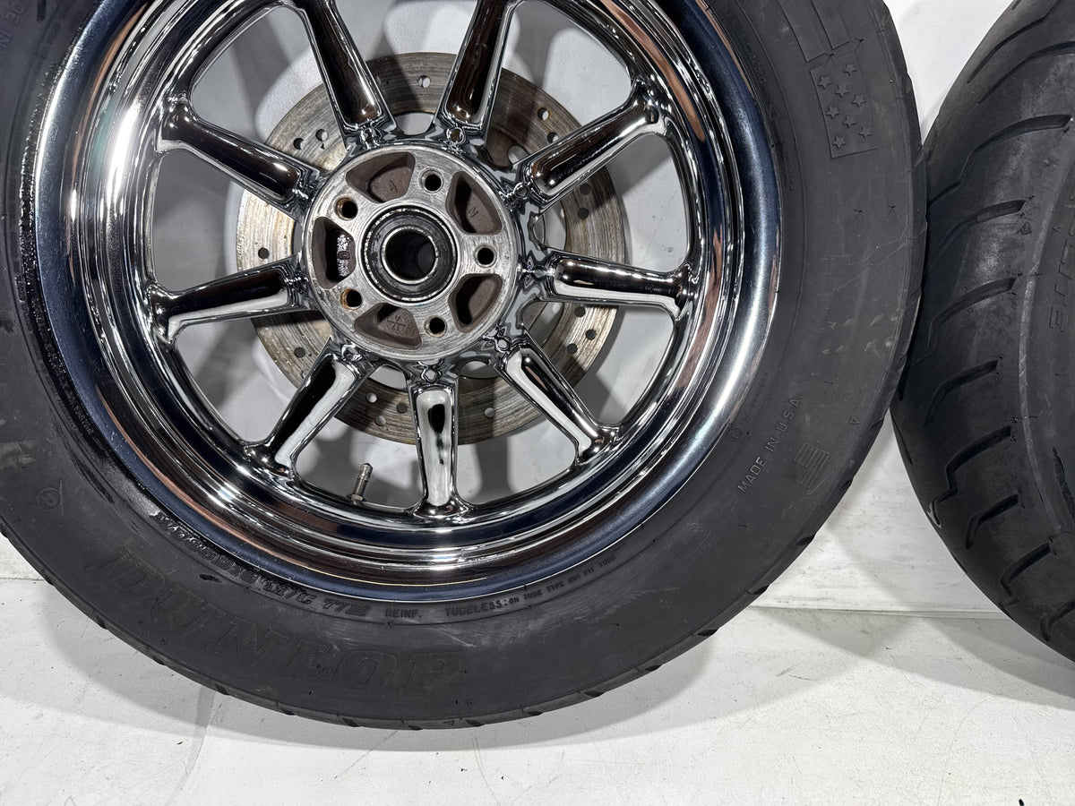 2002 Harley Electra Glide Touring Classic Front & Rear Wheel Rim Tire 16" CHROME