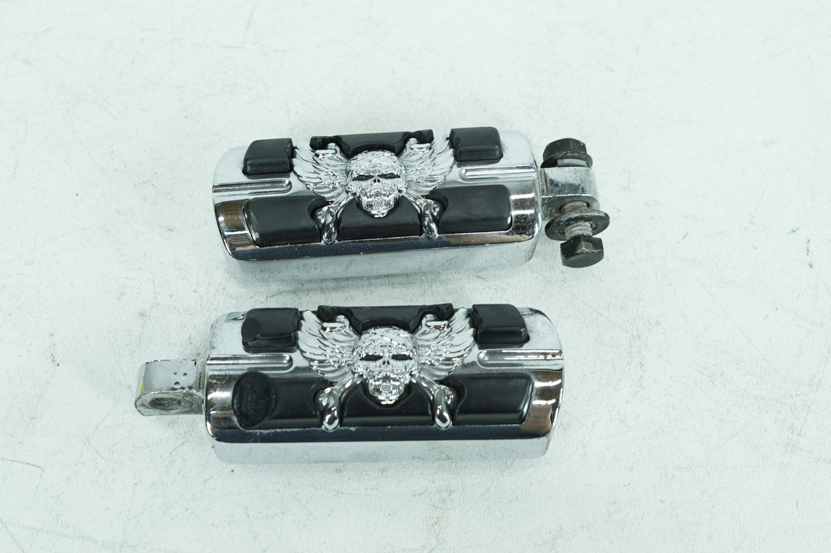2001 Harley Softail FXSTDI Deuce Left & Right Step Foot Rest Pegs Pirate Skull