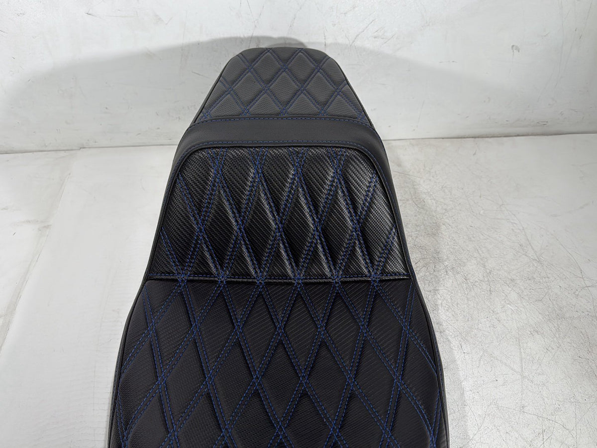 92 Harley Electra Touring Passenger Rider Driver Seat Saddle Two-Up Blue stitch