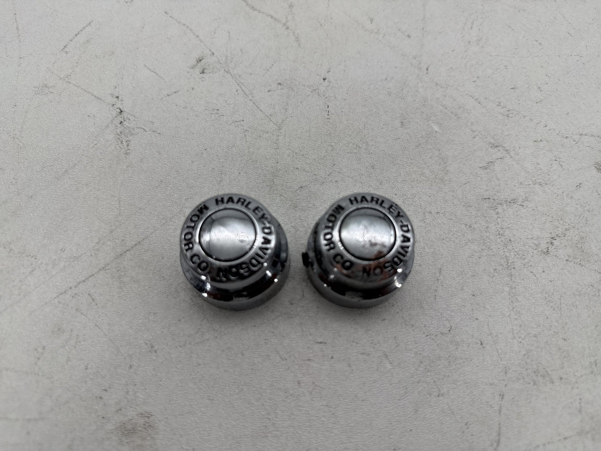 97 Harley Road King Touring FLHR OEM Front Wheel Axle Nut Covers Caps SCRATCHED
