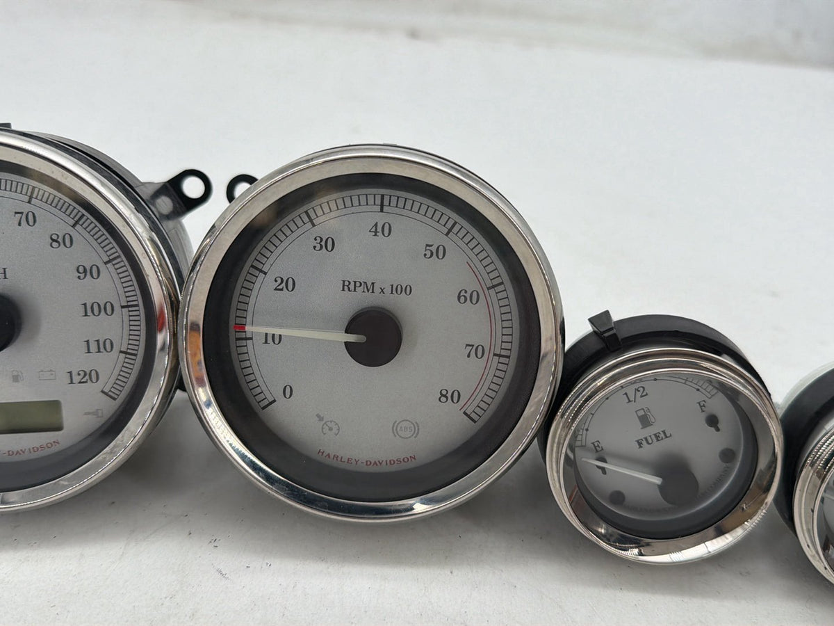 10 Harley Street Glide Touring Air Oil Volt Fuel Tacho Speedo Gauges Silver Face