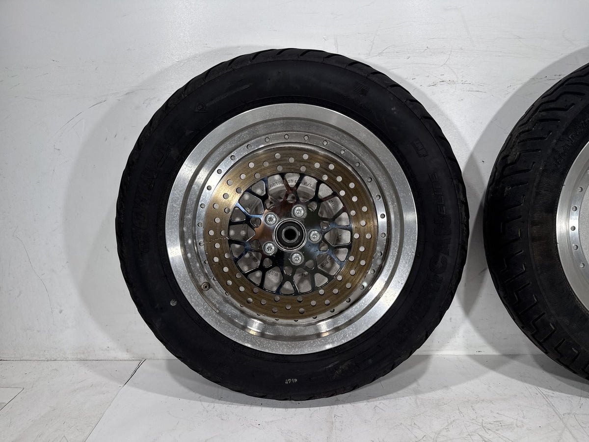 2002 Harley Heritage Softail Classic FLSTC OEM Front & Rear Wheel Rim Tire 16"