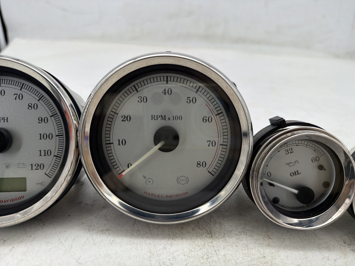 10 Harley Street Glide Touring Air Oil Volt Fuel Tacho Speedo Gauges Silver Face