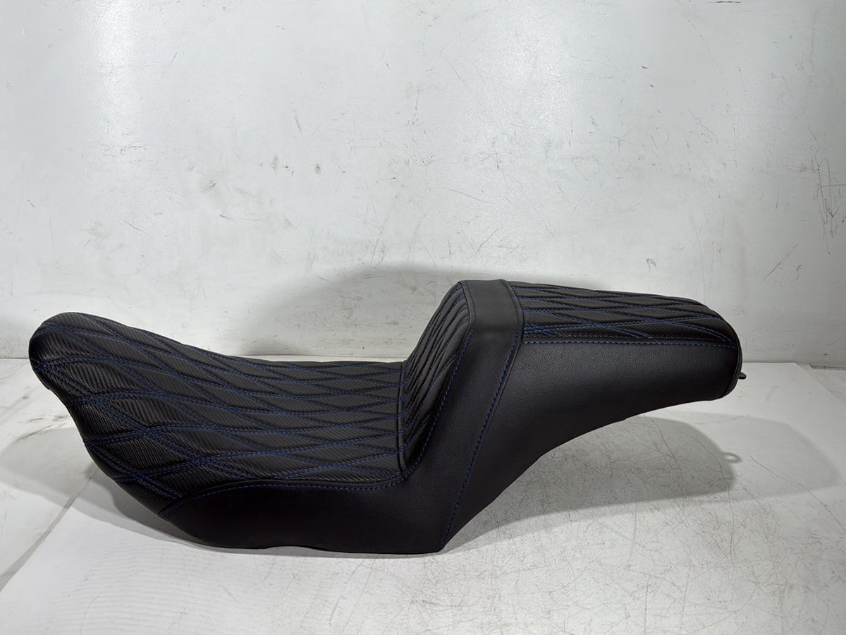 92 Harley Electra Touring Passenger Rider Driver Seat Saddle Two-Up Blue stitch