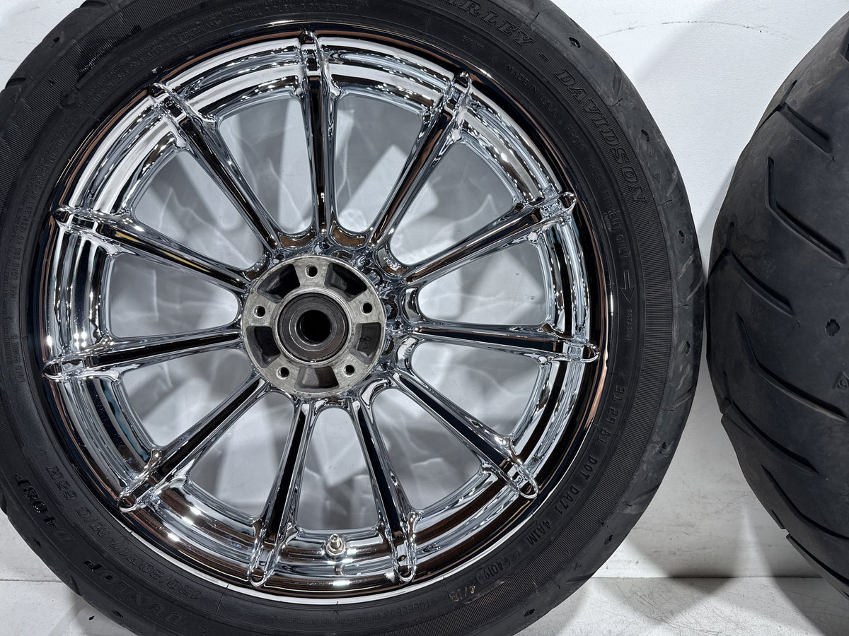 2009 Harley Electra Glide Touring CVO Eagle Front & Rear Wheel Rim Tire 16" 17"
