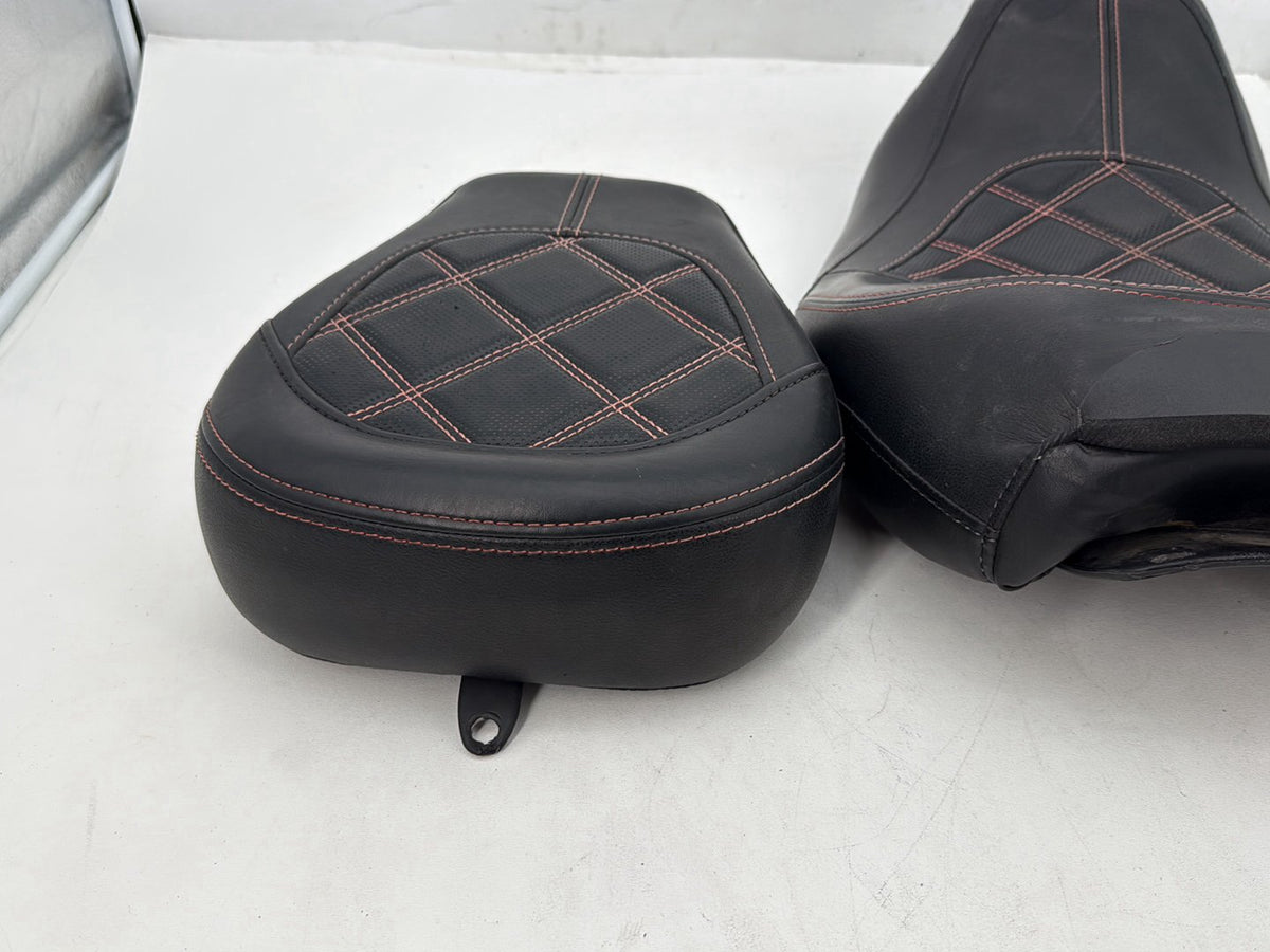 13 Harley Street Glide Touring Passenger Rider Driver Seat Saddle Orange Stitch