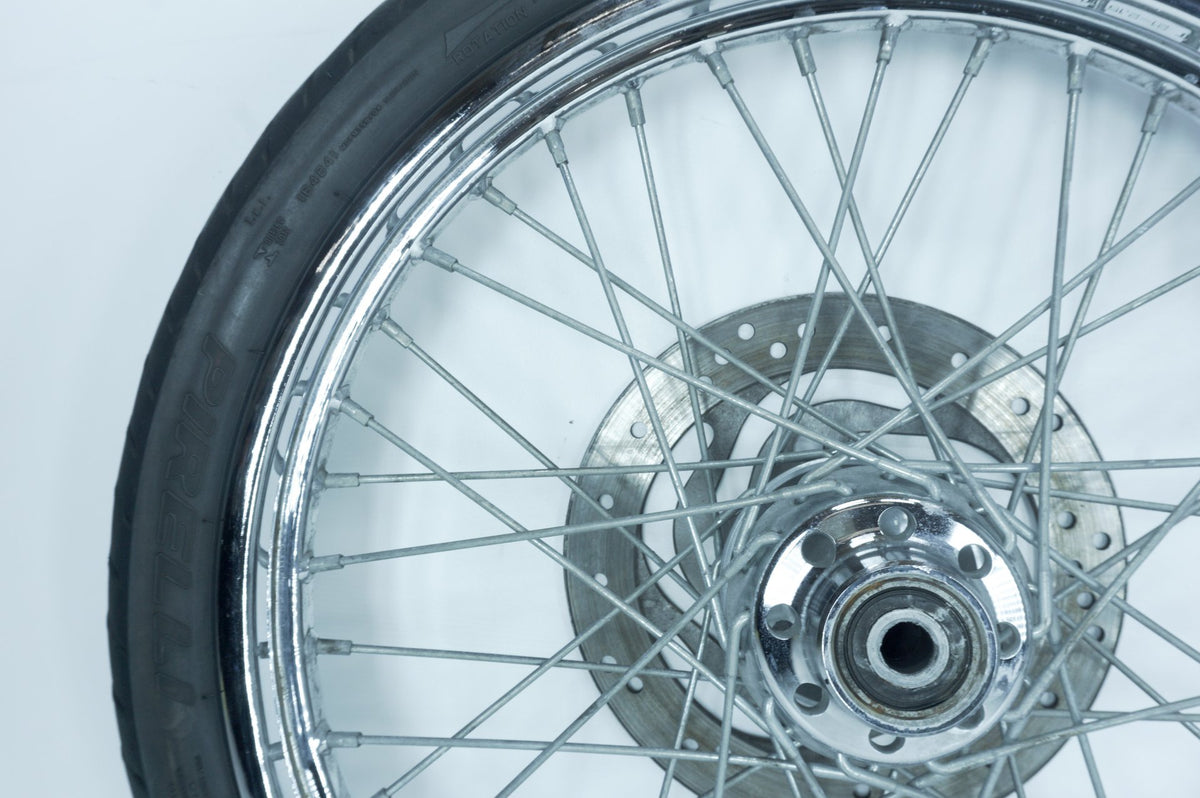 01 Harley Softail FXSTB Night Train OEM Front Wheel Rim Tire Spoked MH90-21 21"