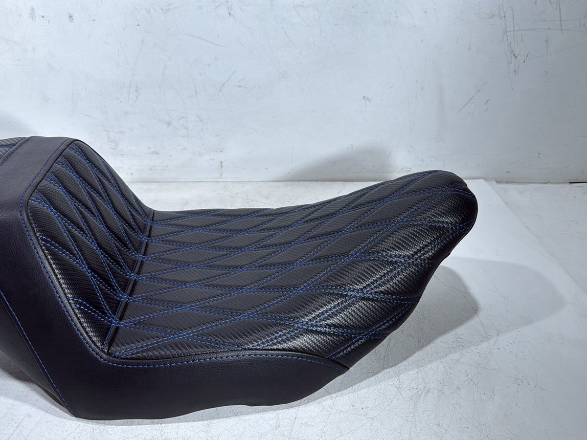 92 Harley Electra Touring Passenger Rider Driver Seat Saddle Two-Up Blue stitch