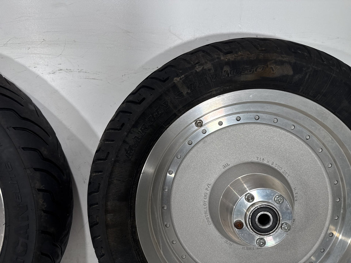 2002 Harley Heritage Softail Classic FLSTC OEM Front & Rear Wheel Rim Tire 16"