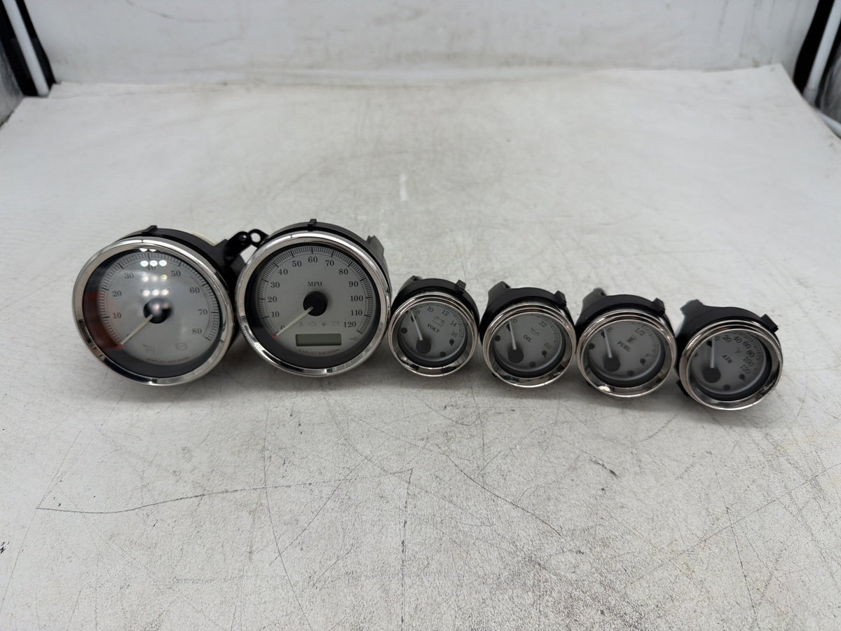 13 Harley Street Glide Touring Air Oil Volt Fuel Tacho Speedo Gauges Silver Face